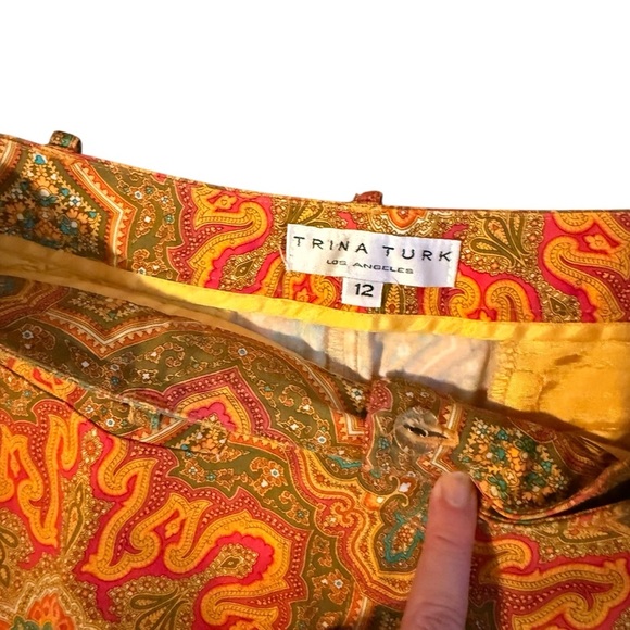 Trina Turk Pants Size 12 Pink Orange Medallion Trouser - Picture 4 of 4